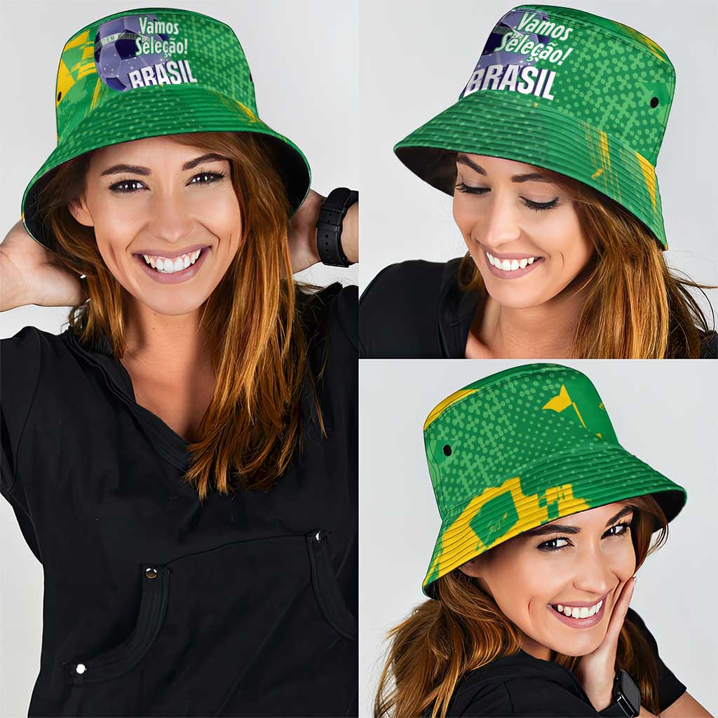 Brazil Football Bucket Hat Vamos Selecao Brushes Style