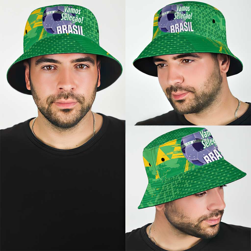 Brazil Football Bucket Hat Vamos Selecao Brushes Style