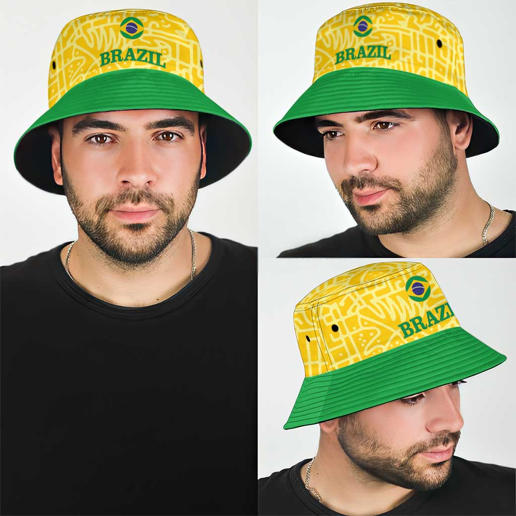 Brazil Football Bucket Hat Vamos Selecao - Yellow