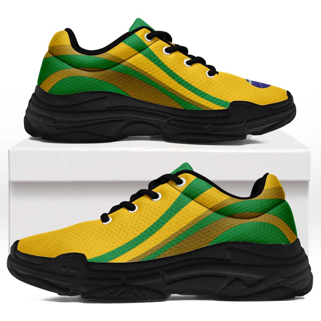 Brazil Football Chunky Sneakers Flag-Inspired Curve Style