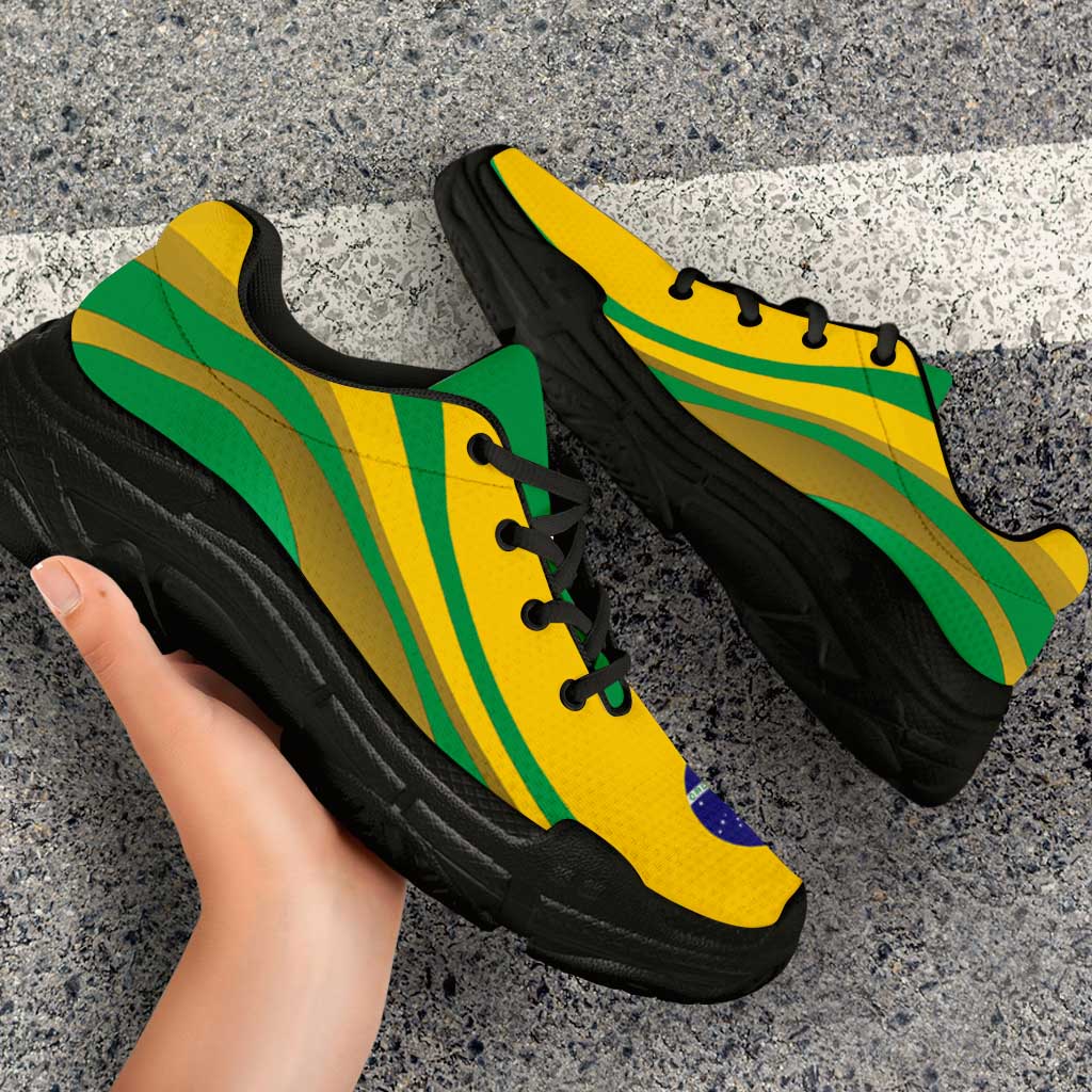 Brazil Football Chunky Sneakers Flag-Inspired Curve Style