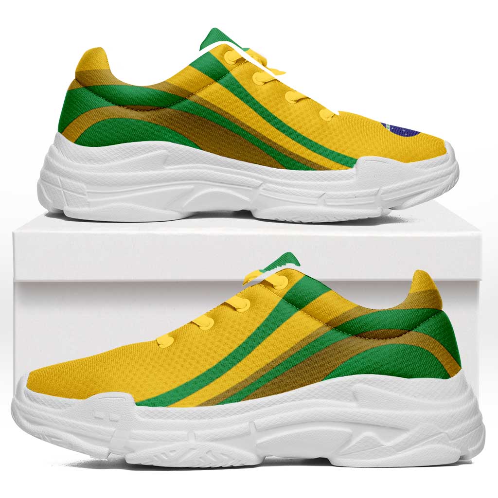 Brazil Football Chunky Sneakers Flag-Inspired Curve Style