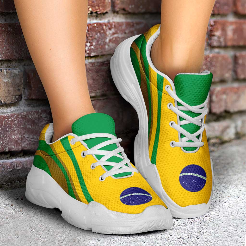 Brazil Football Chunky Sneakers Flag-Inspired Curve Style