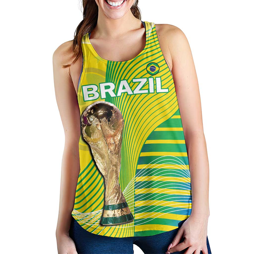Brazil Football Custom Women Racerback Tank 2026 Canarinha Go Champions