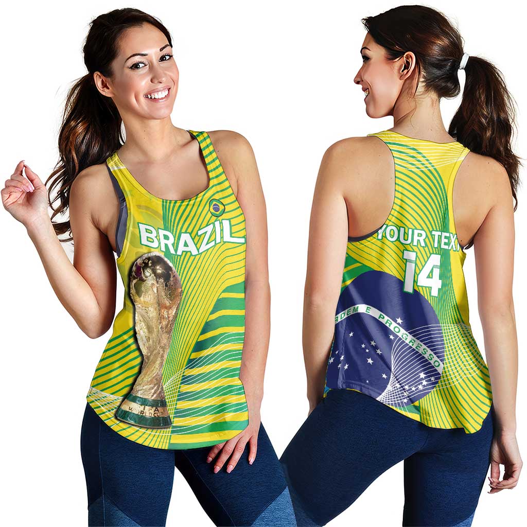 Brazil Football Custom Women Racerback Tank 2026 Canarinha Go Champions