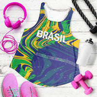 Brazil Football Custom Women Racerback Tank 2026 Vamos Brasil Marble Pattern