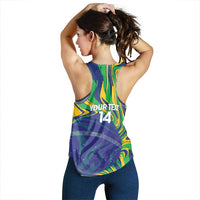 Brazil Football Custom Women Racerback Tank 2026 Vamos Brasil Marble Pattern