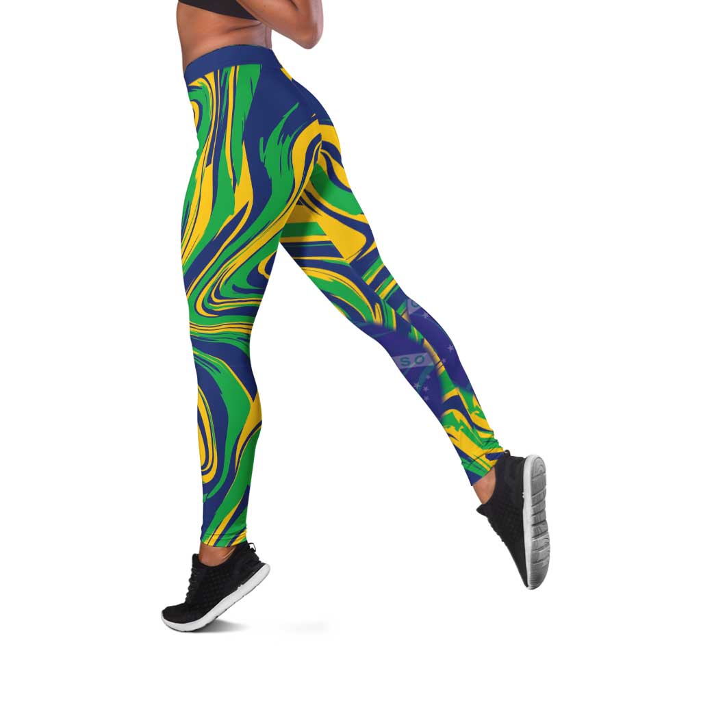 Brazil Football Leggings 2026 Vamos Brasil Marble Pattern