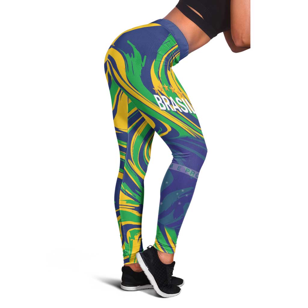 Brazil Football Leggings 2026 Vamos Brasil Marble Pattern