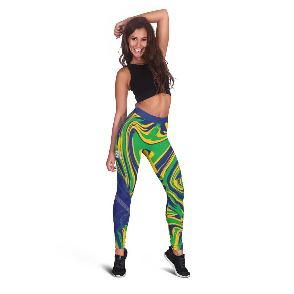 Brazil Football Leggings 2026 Vamos Brasil Marble Pattern