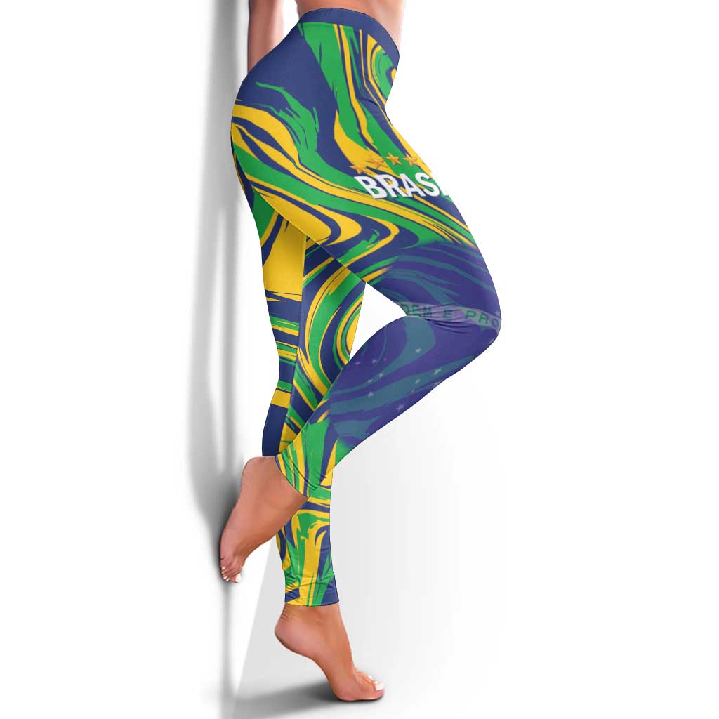 Brazil Football Leggings 2026 Vamos Brasil Marble Pattern
