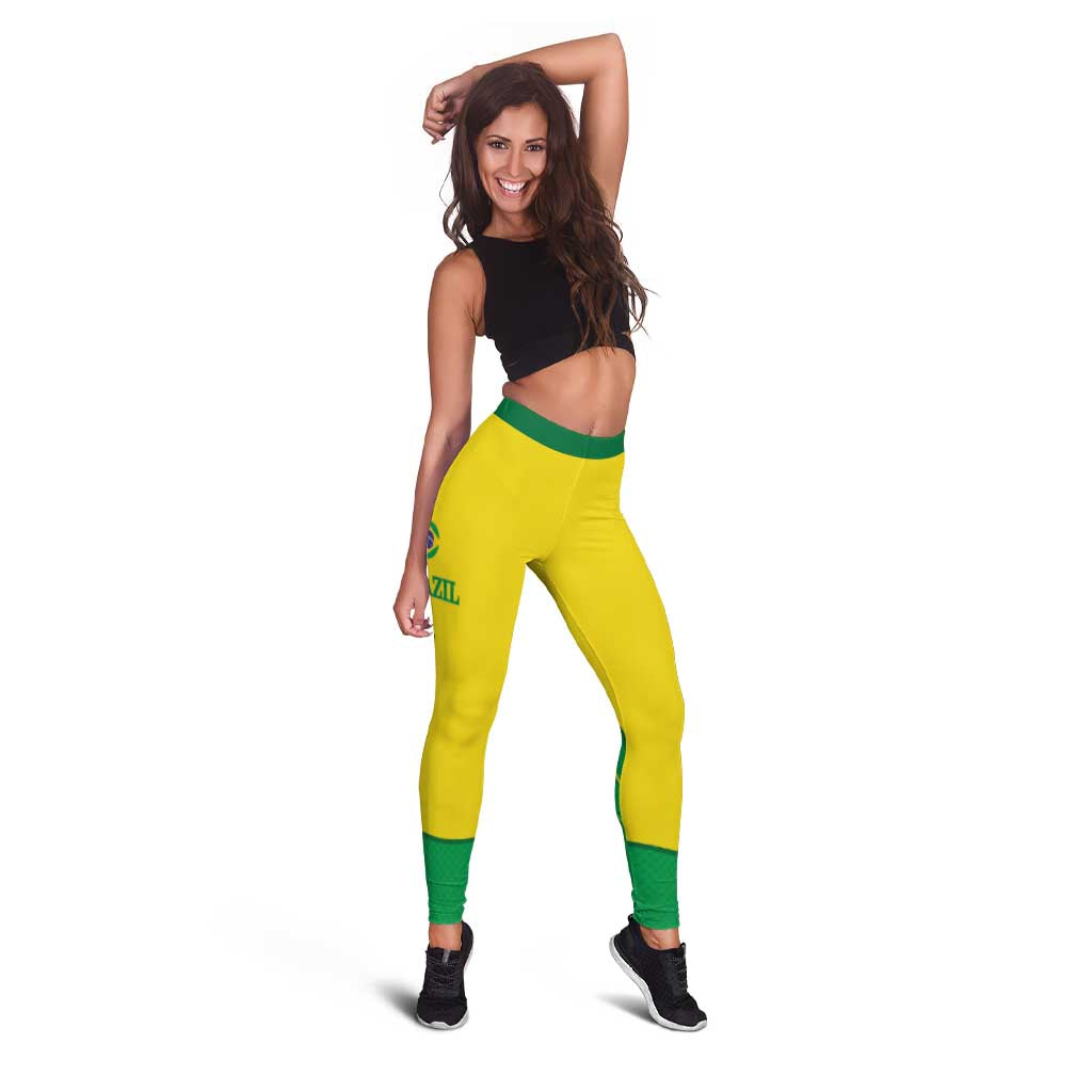 Brazil Football Leggings Brasil Map Come On Canarinho Sporty Style
