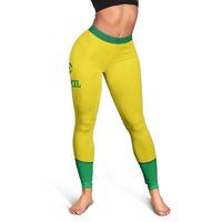 Brazil Football Leggings Brasil Map Come On Canarinho Sporty Style