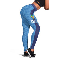 Brazil Football Leggings Vamos Selecao - Blue