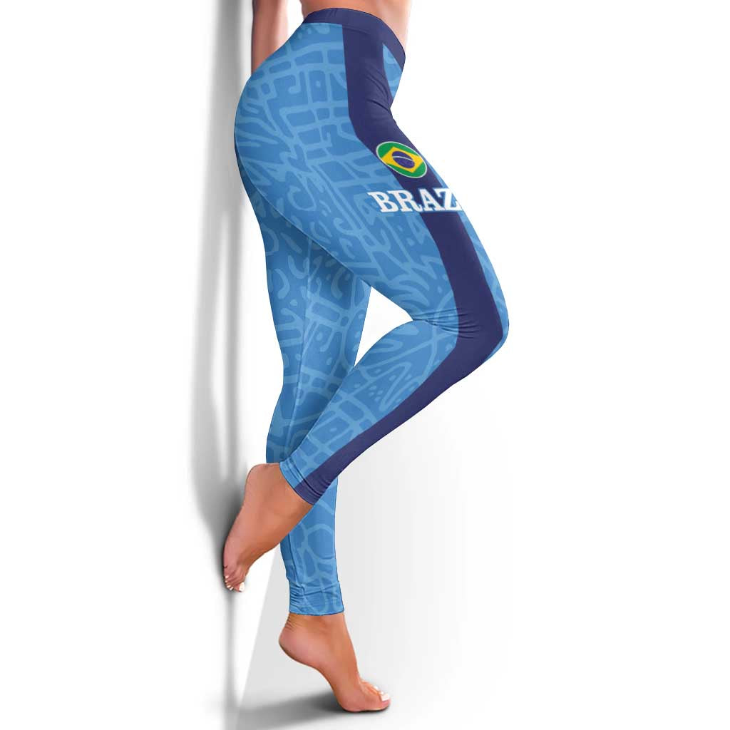 Brazil Football Leggings Vamos Selecao - Blue
