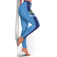 Brazil Football Leggings Vamos Selecao - Blue