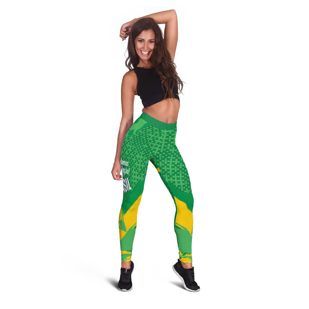 Brazil Football Leggings Vamos Selecao Brushes Style