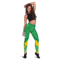 Brazil Football Leggings Vamos Selecao Brushes Style