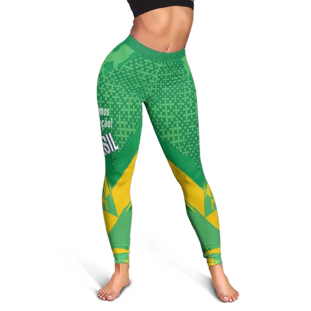 Brazil Football Leggings Vamos Selecao Brushes Style