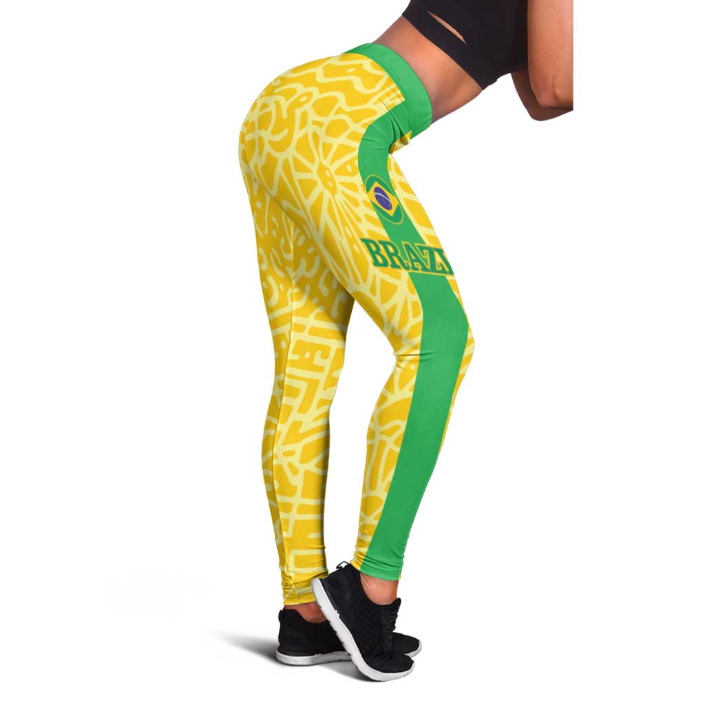 Brazil Football Leggings Vamos Selecao - Yellow