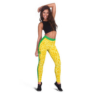 Brazil Football Leggings Vamos Selecao - Yellow