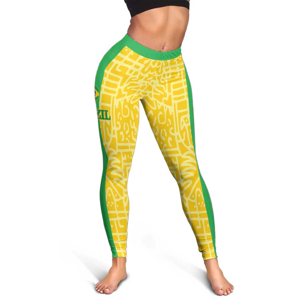 Brazil Football Leggings Vamos Selecao - Yellow