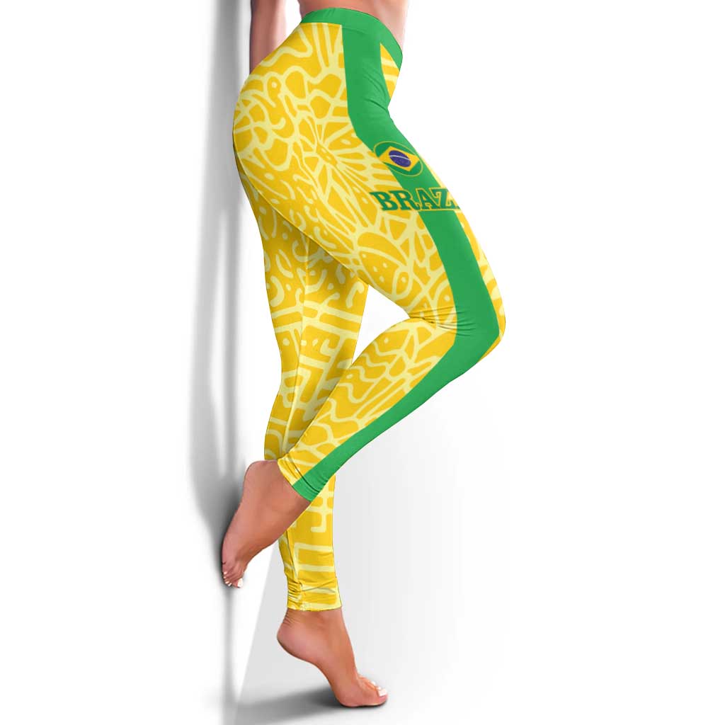 Brazil Football Leggings Vamos Selecao - Yellow