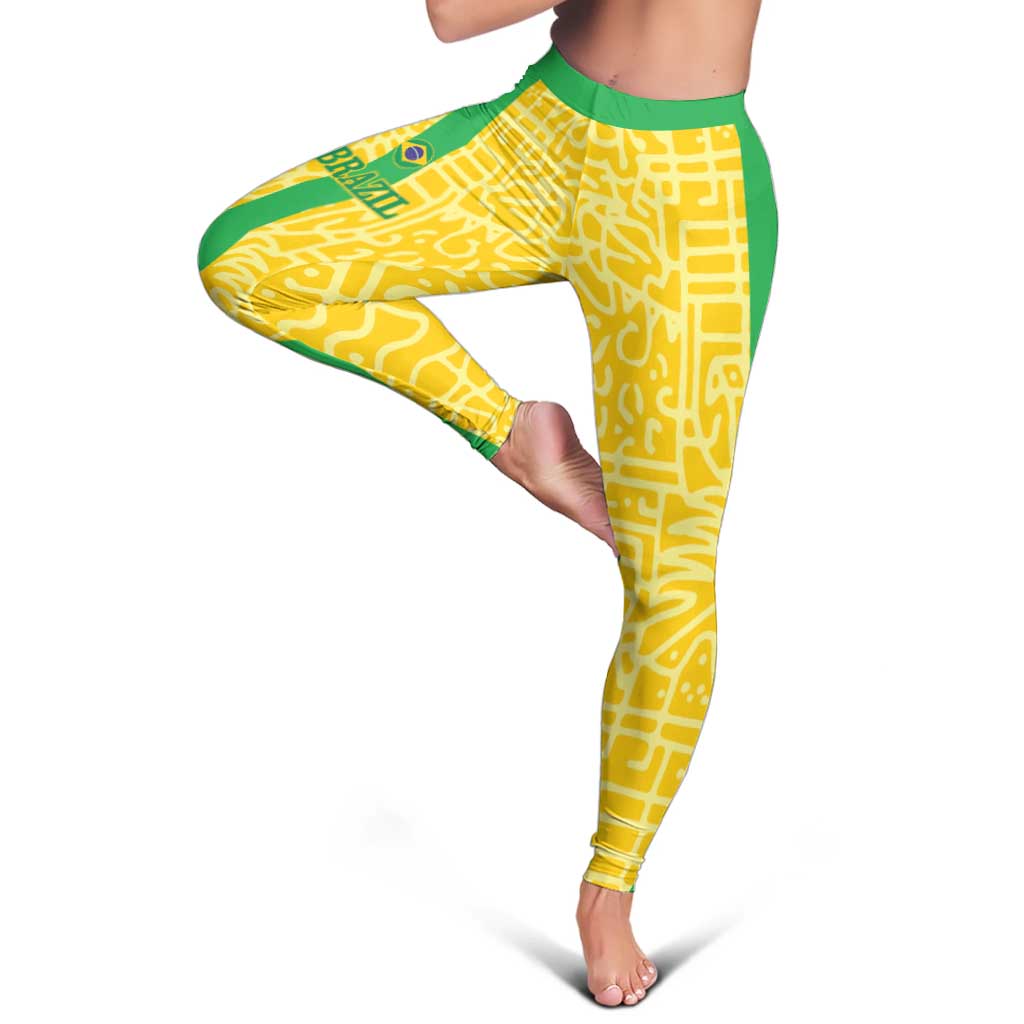 Brazil Football Leggings Vamos Selecao - Yellow