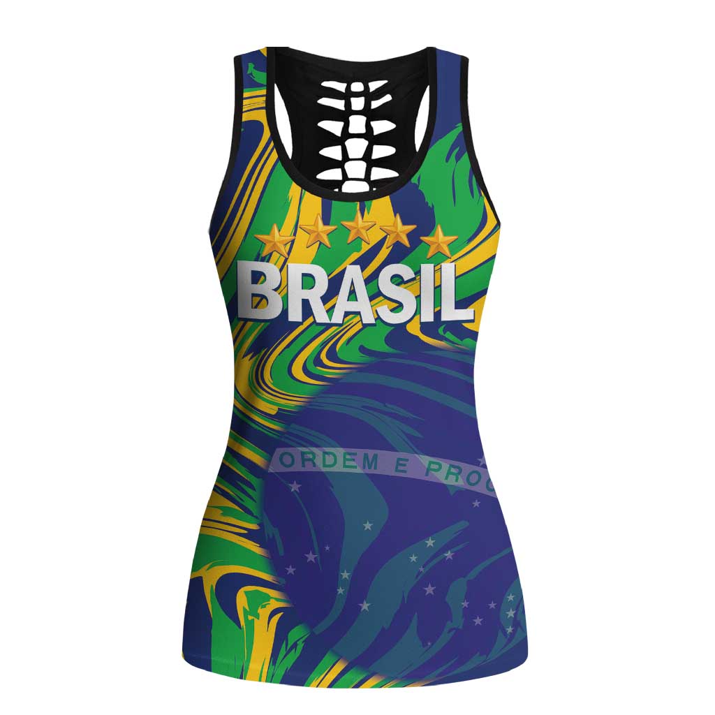 Brazil Football Personalized Hollow Tank Top 2026 Vamos Brasil Marble Pattern