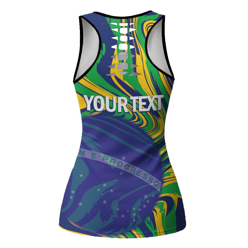 Brazil Football Personalized Hollow Tank Top 2026 Vamos Brasil Marble Pattern