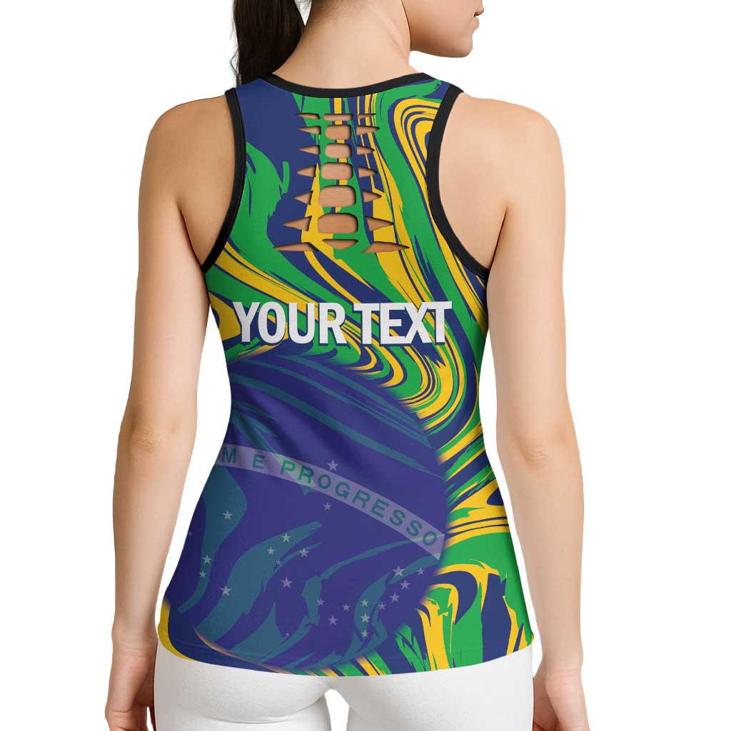 Brazil Football Personalized Hollow Tank Top 2026 Vamos Brasil Marble Pattern