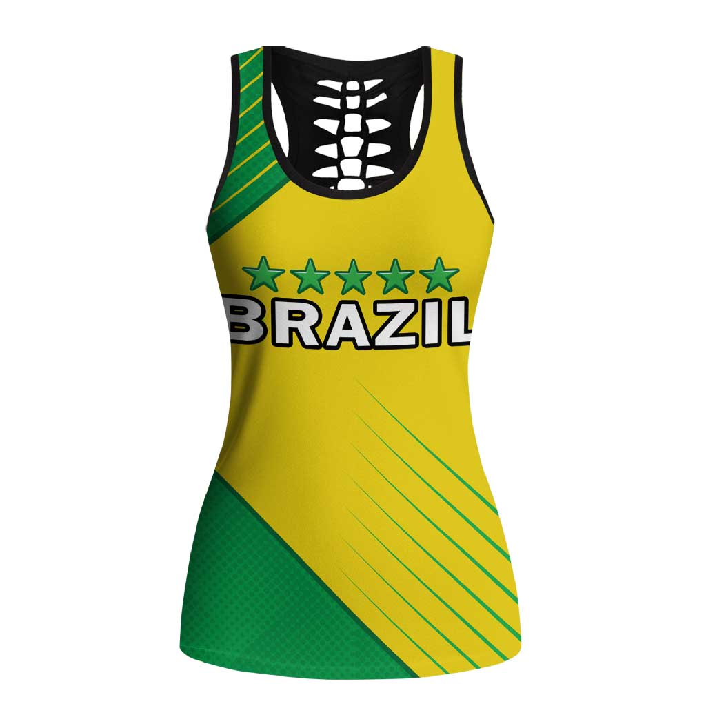 Brazil Football Personalized Hollow Tank Top Brasil Map Come On Canarinho Sporty Style