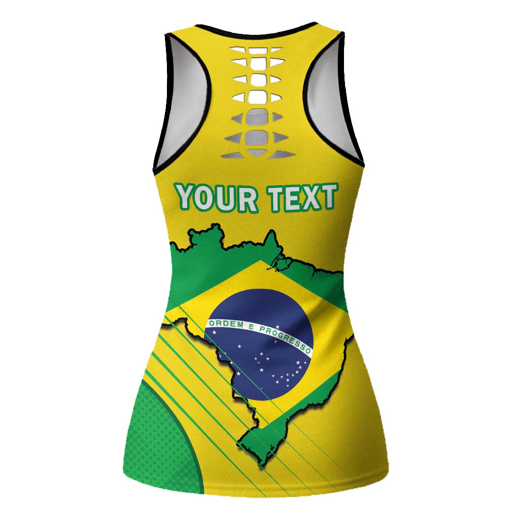 Brazil Football Personalized Hollow Tank Top Brasil Map Come On Canarinho Sporty Style