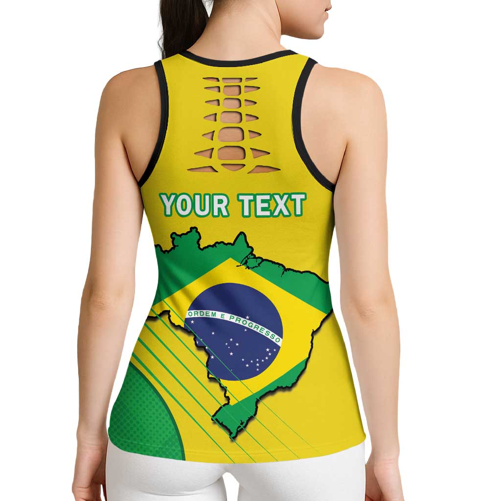 Brazil Football Personalized Hollow Tank Top Brasil Map Come On Canarinho Sporty Style