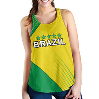 Brazil Football Personalized Women Racerback Tank Brasil Map Come On Canarinho Sporty Style