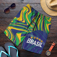 Brazil Football Shorts for Men 2026 Vamos Brasil Marble Pattern