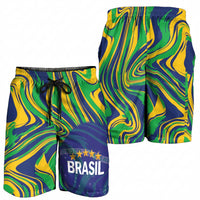 Brazil Football Shorts for Men 2026 Vamos Brasil Marble Pattern