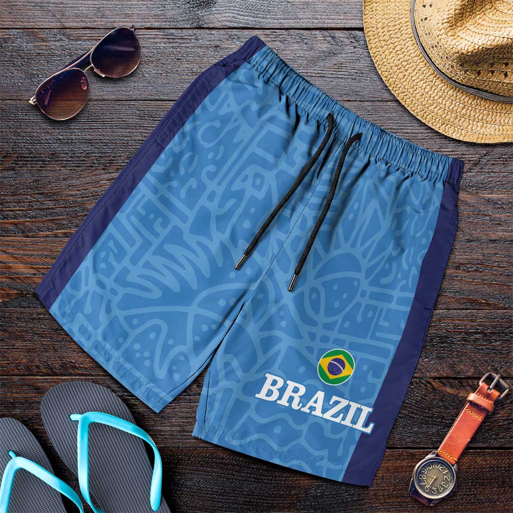 Brazil Football Shorts for Men Vamos Selecao - Blue