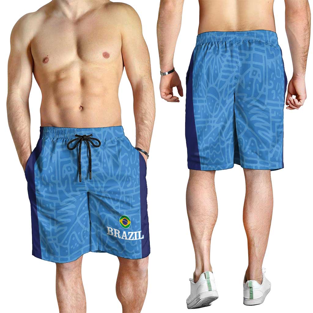 Brazil Football Shorts for Men Vamos Selecao - Blue