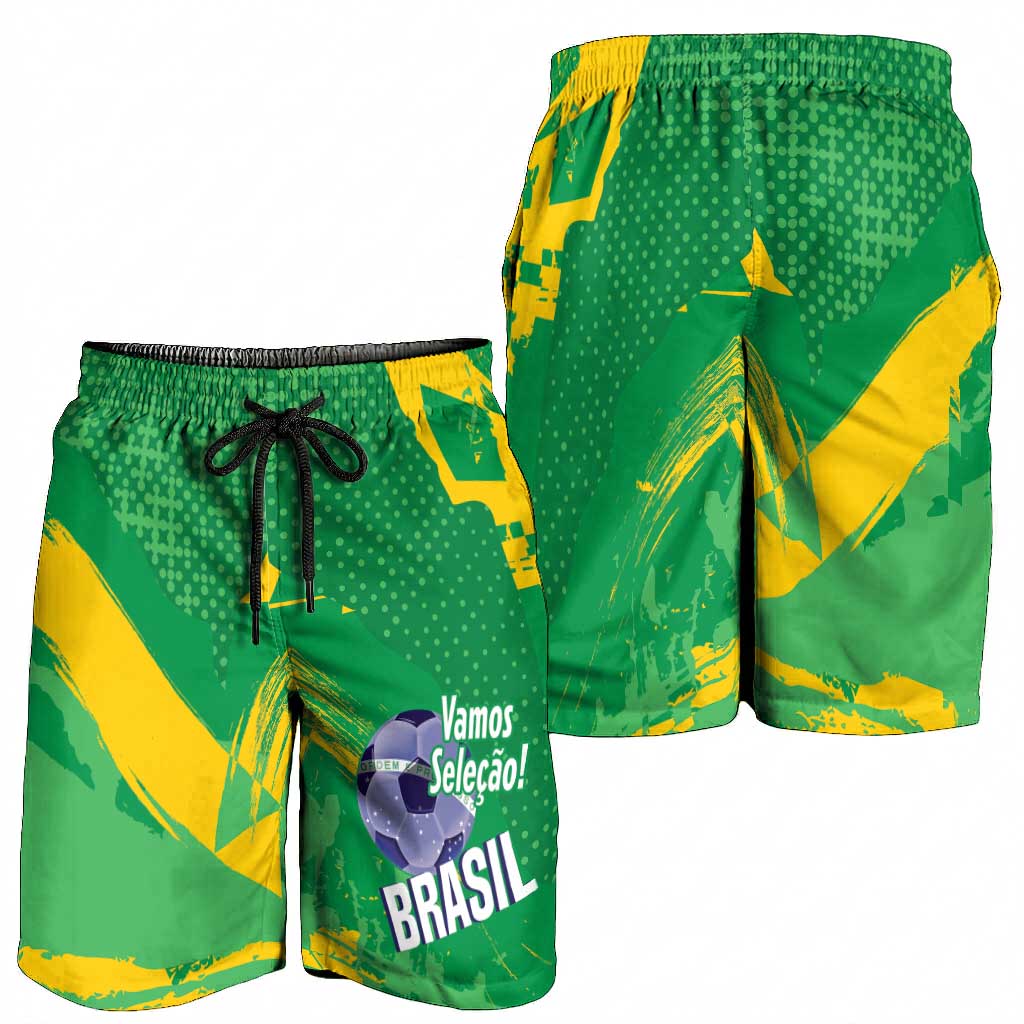 Brazil Football Shorts for Men Vamos Selecao Brushes Style