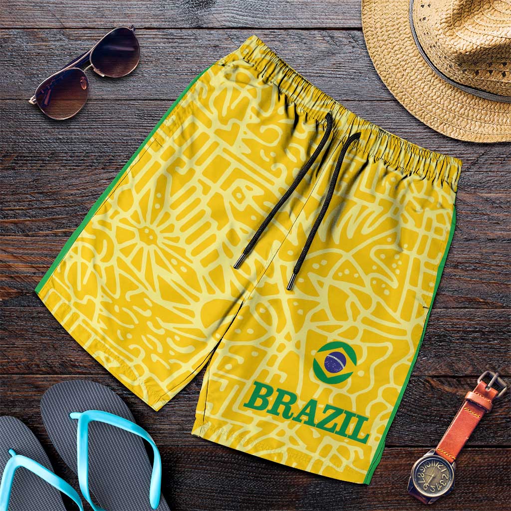 Brazil Football Shorts for Men Vamos Selecao - Yellow