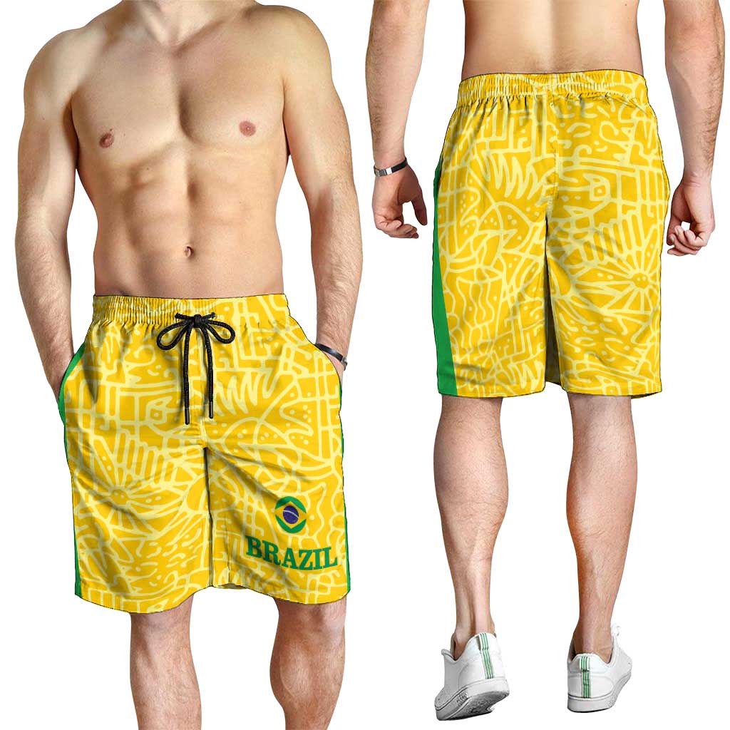 Brazil Football Shorts for Men Vamos Selecao - Yellow