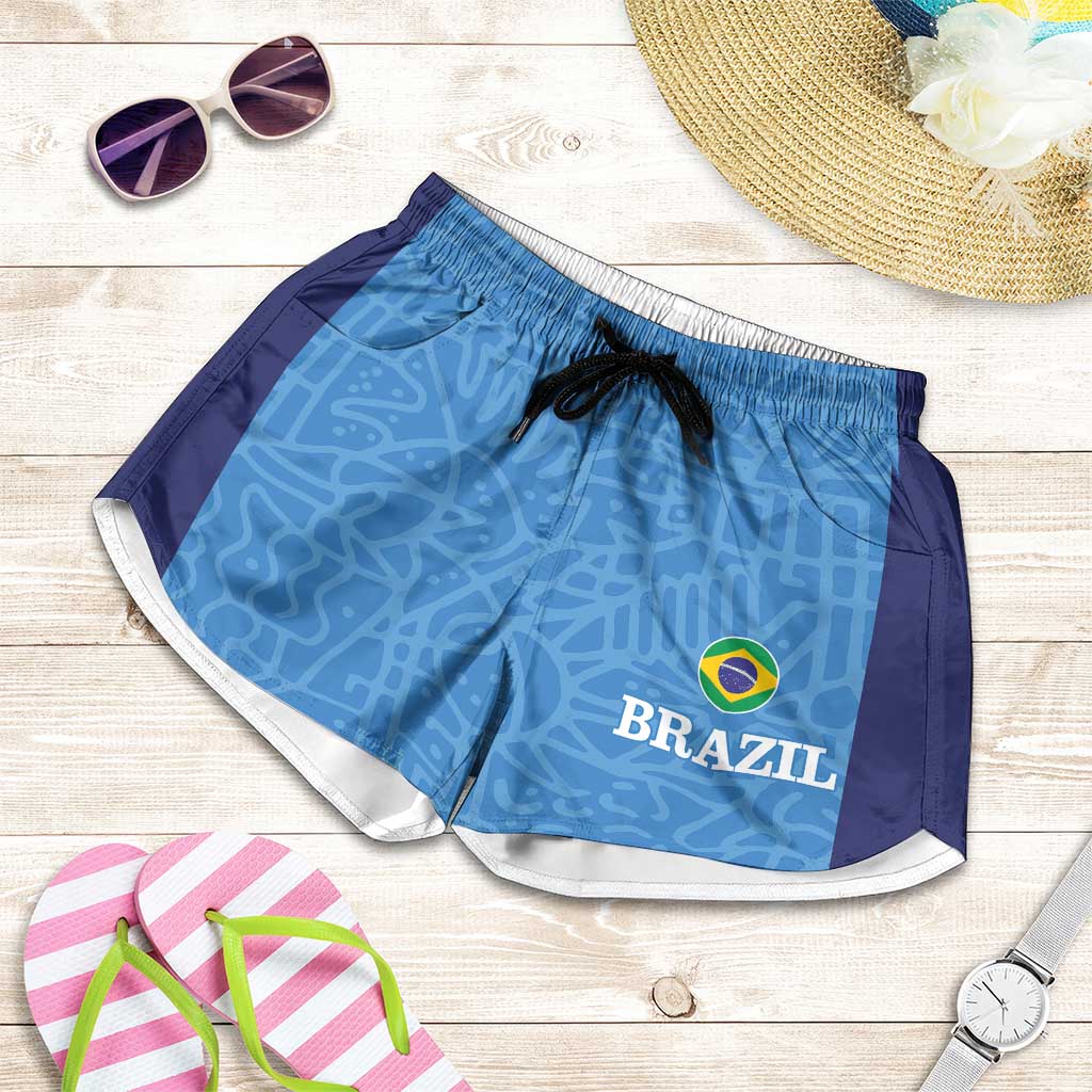 Brazil Football Shorts for Women Vamos Selecao - Blue