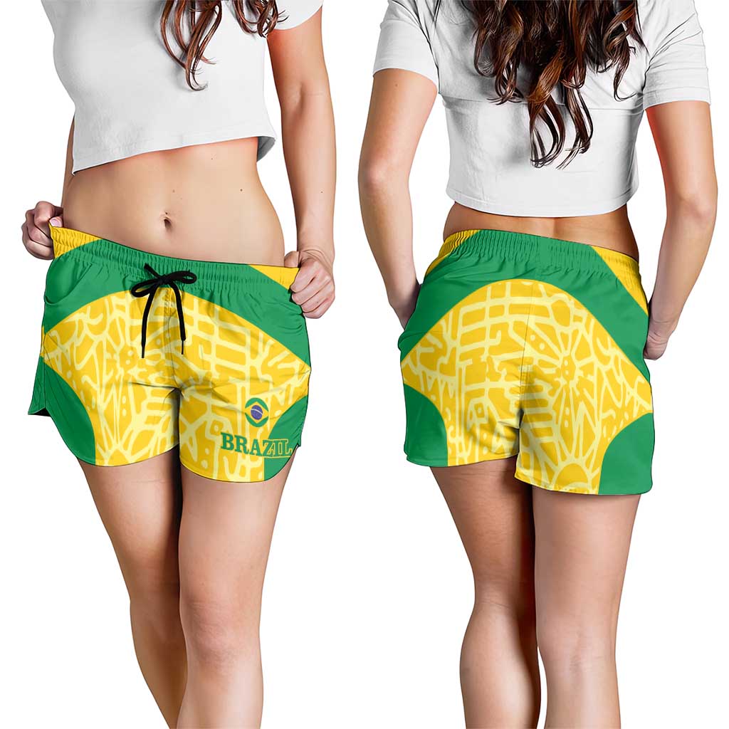Brazil Football Shorts for Women Vamos Selecao - Yellow