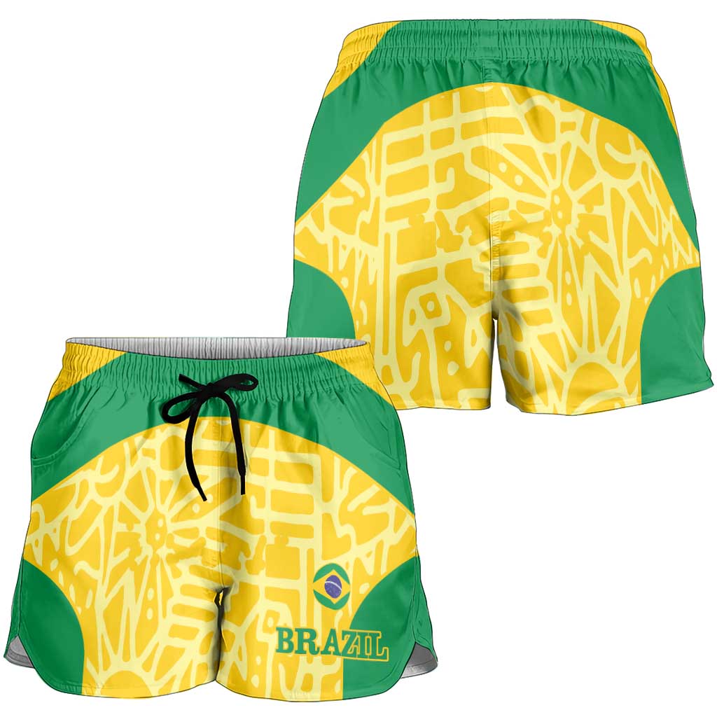 Brazil Football Shorts for Women Vamos Selecao - Yellow