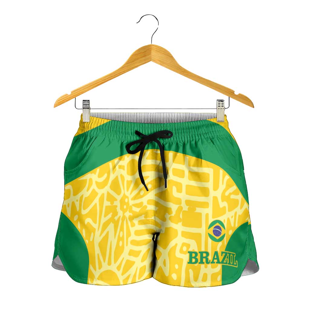 Brazil Football Shorts for Women Vamos Selecao - Yellow