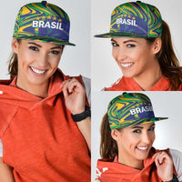 Brazil Football Snapback Cap 2026 Vamos Brasil Marble Pattern