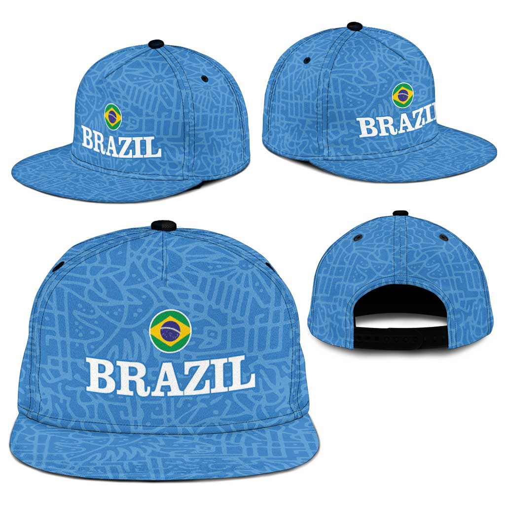 Brazil Football Snapback Cap Vamos Selecao - Blue