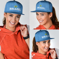 Brazil Football Snapback Cap Vamos Selecao - Blue