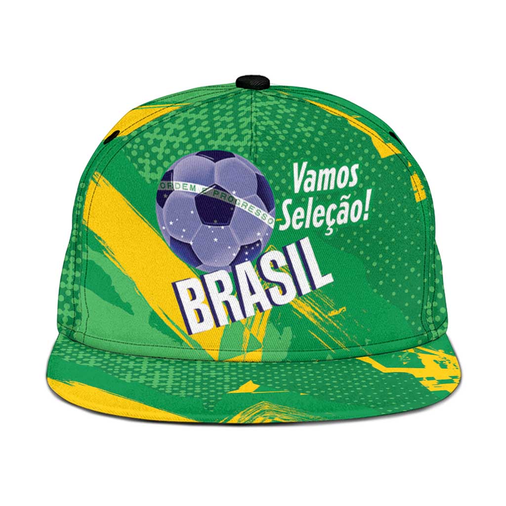 Brazil Football Snapback Cap Vamos Selecao Brushes Style